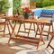 54" Rectangular Shorea Wood Patio Dining Table with Umbrella Hole and Teak Finish X-Leg